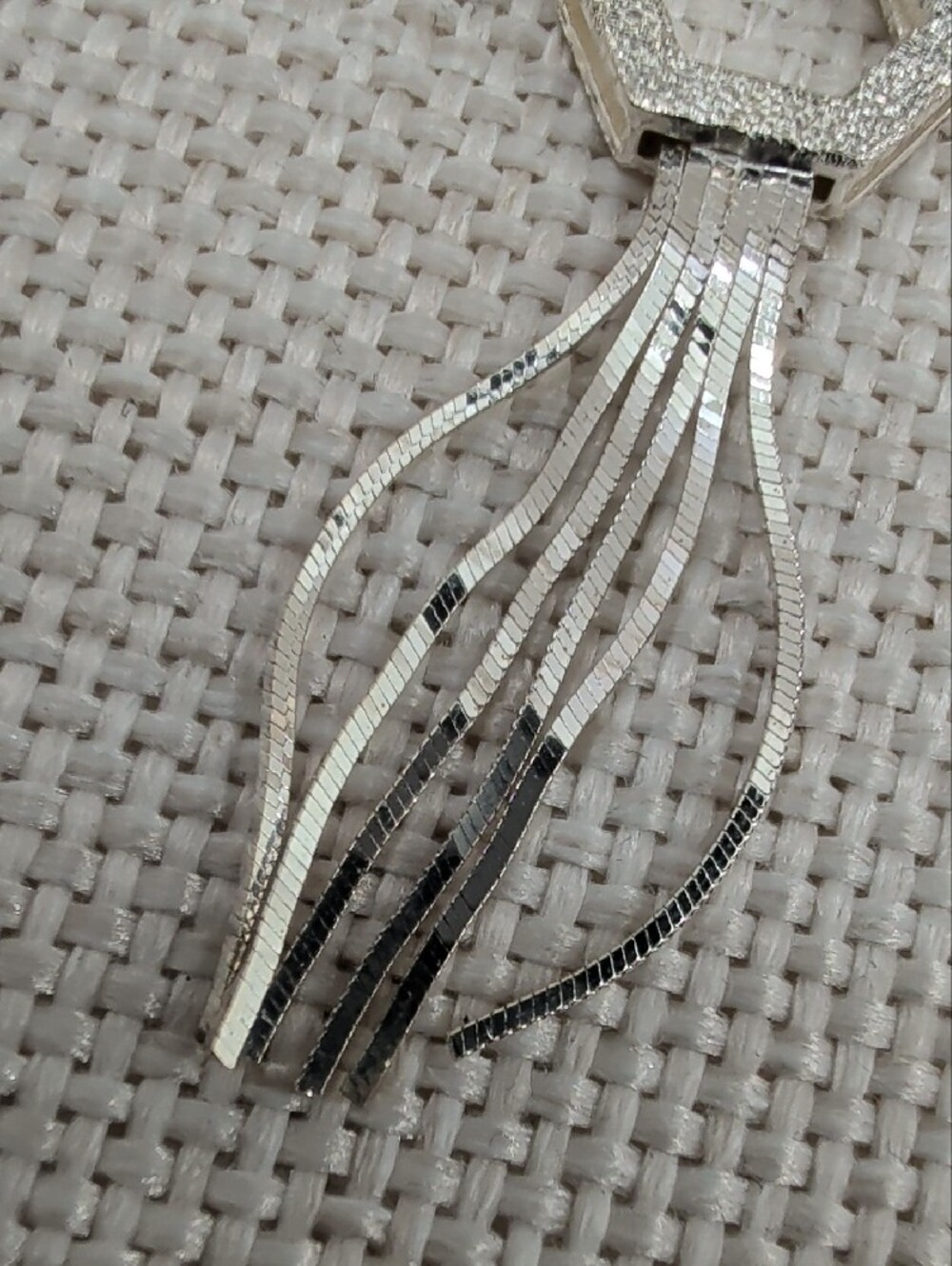 Milor Italy 925 Sterling Silver Hexagon Fringe Tassel Drop Earrings Vintage - Picture 15 of 17